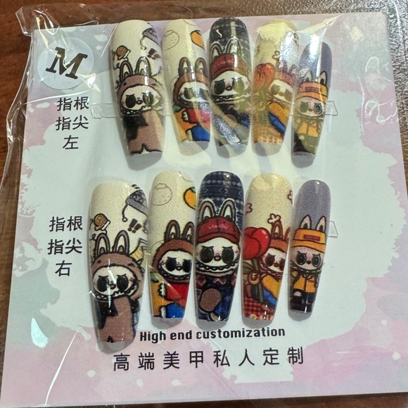Press On Nails Medium Coffin Cartoon Character Designs Cute - Picture 1 of 1